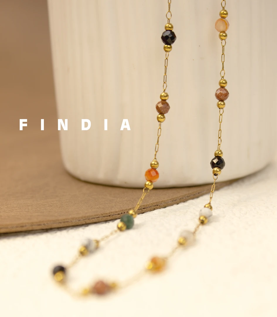 钛钢项链 FINDIA绮梦石彩色时尚小众项链锁骨链