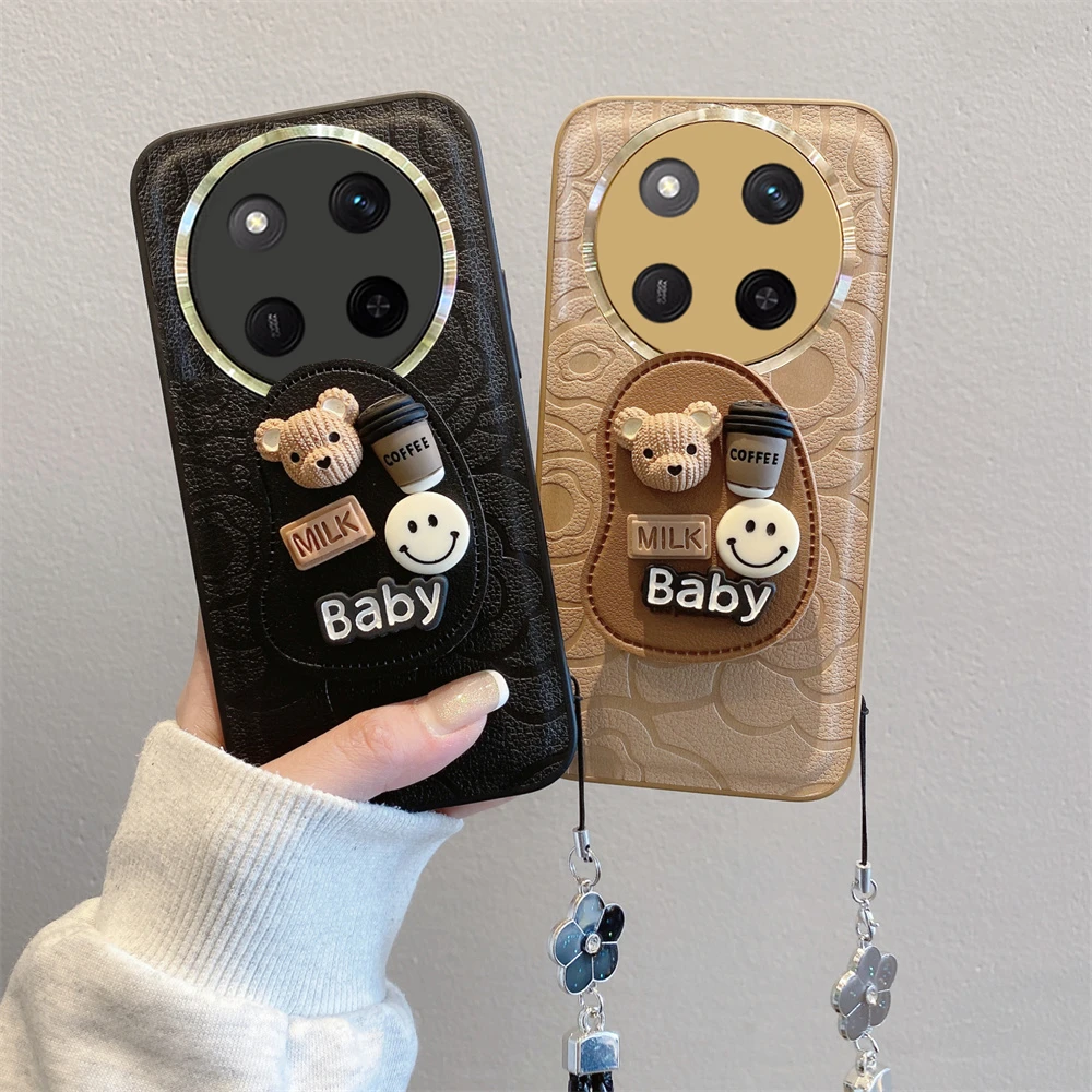 适用荣耀x60pro手机壳新款女BRP-AN00复古高级感带支架全包防摔套