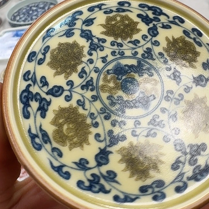 瓷片釉里金缠枝莲杯垫景德镇