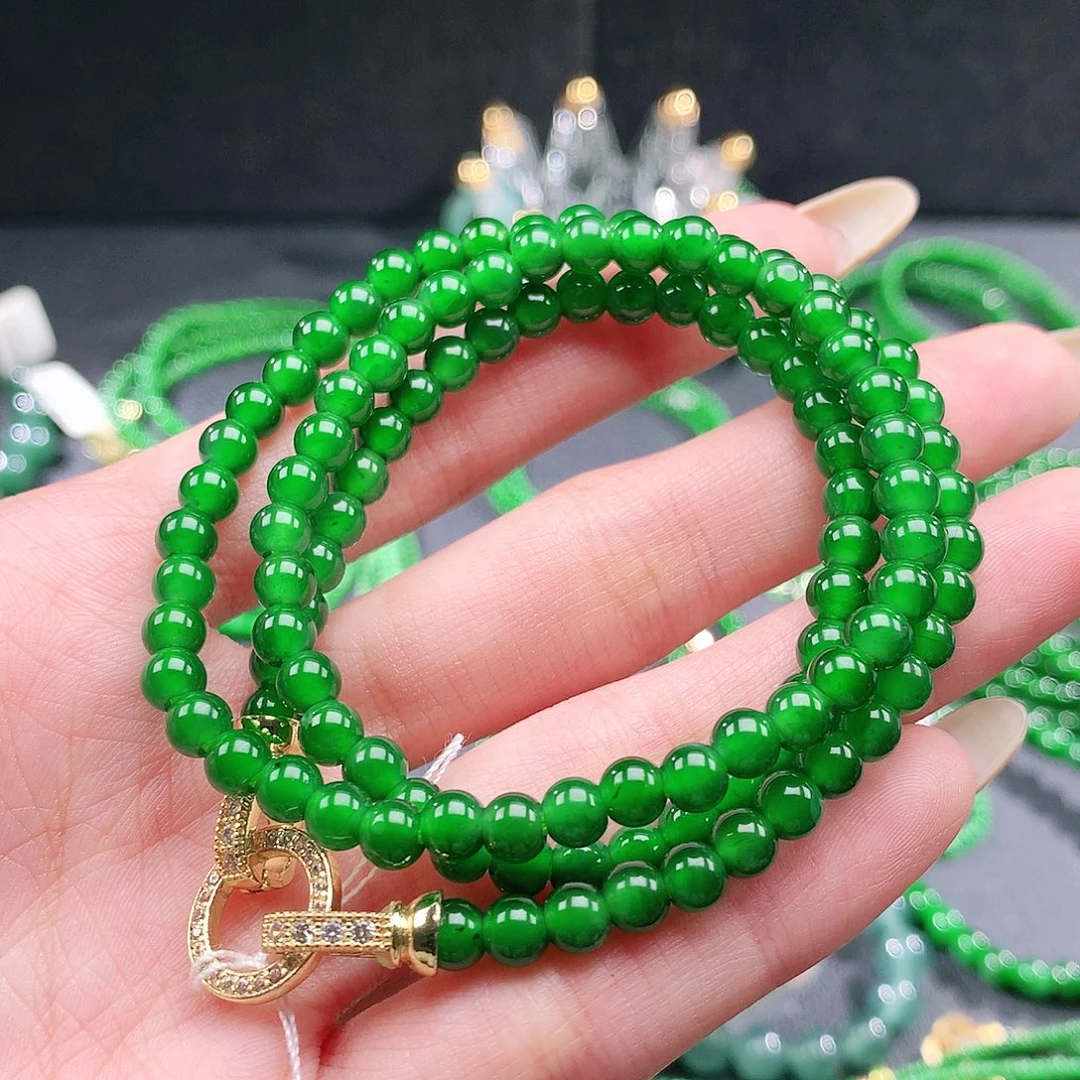 翡翠未镶嵌手串项链5mm