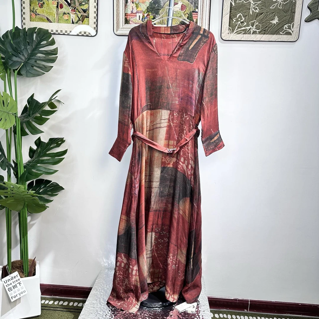 春夏新款妈妈连衣裙长袖气质女士