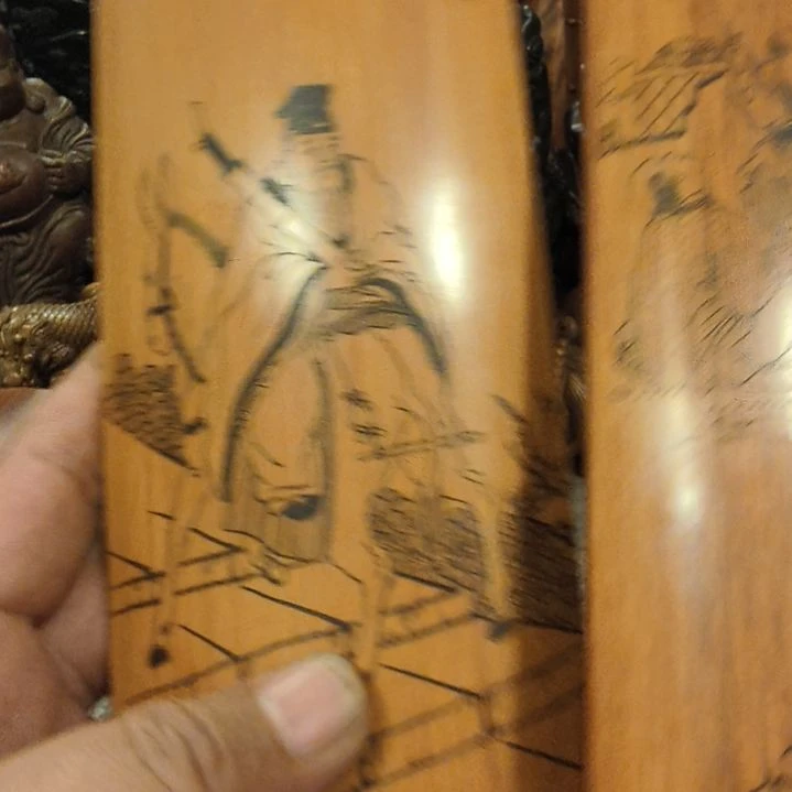 木尼***窗老竹雕文房笔阁