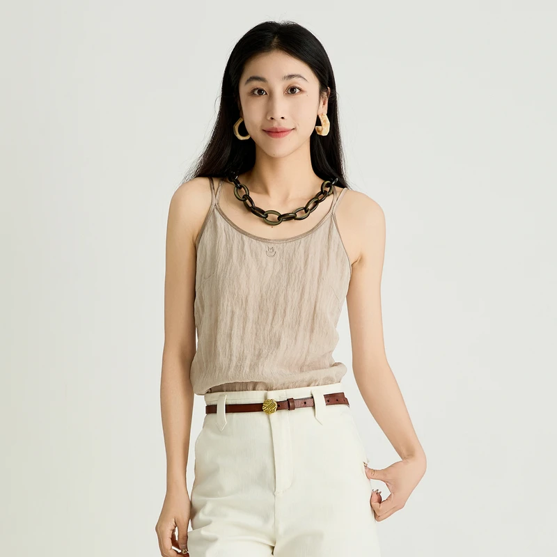 谜底吊带上衣女2025夏季新品百搭日常撞色合身H型短内搭252MN0617