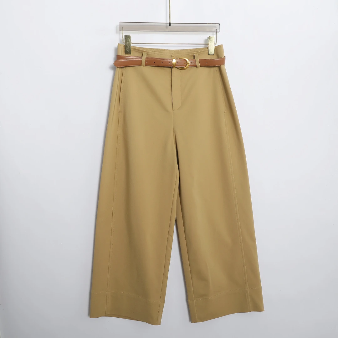 65220 品质柜货！精裁！春夏女士气质高腰简约百搭休闲九分阔腿裤