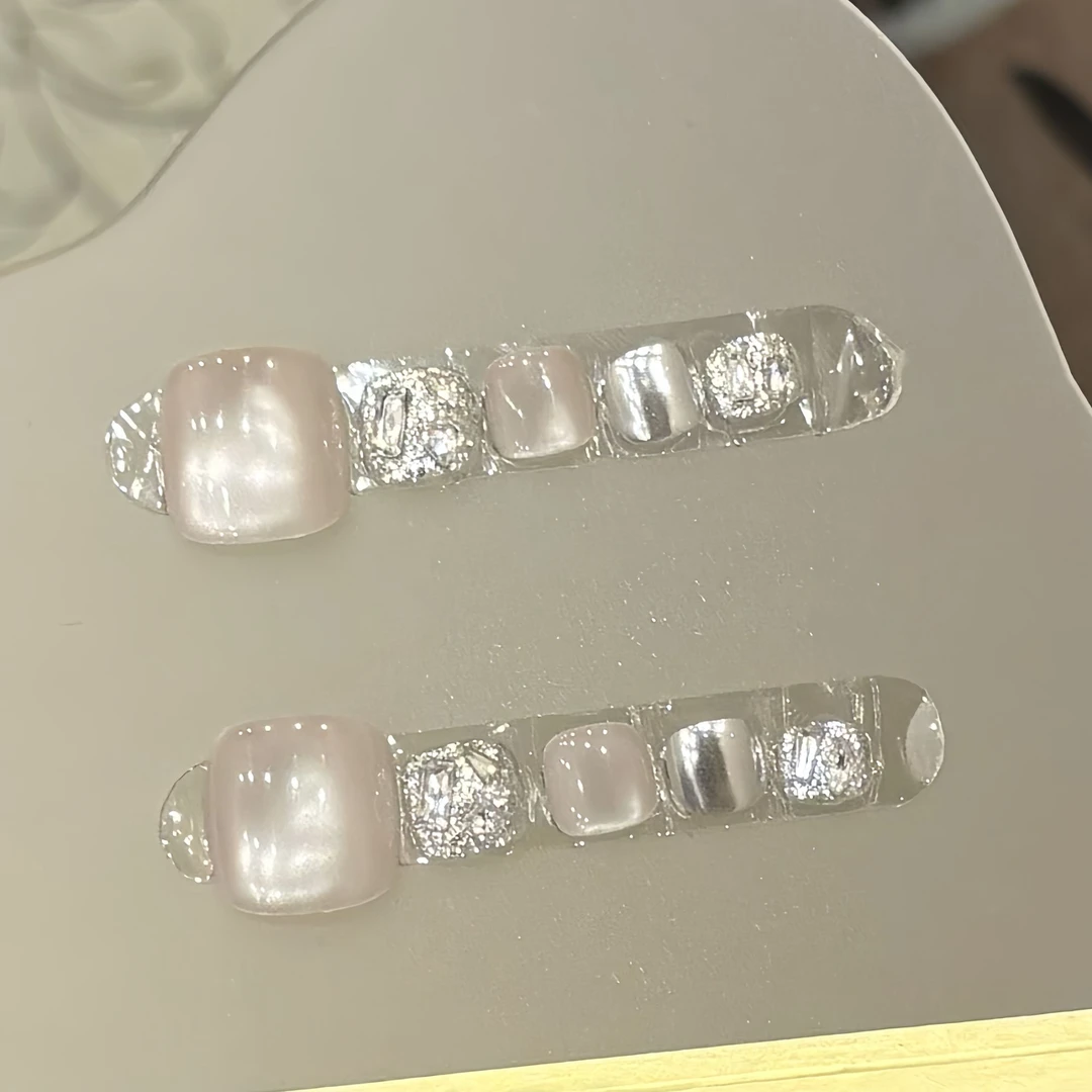 粉黛银晖（脚甲12片装）-茉莉Molly轻奢手工穿戴甲