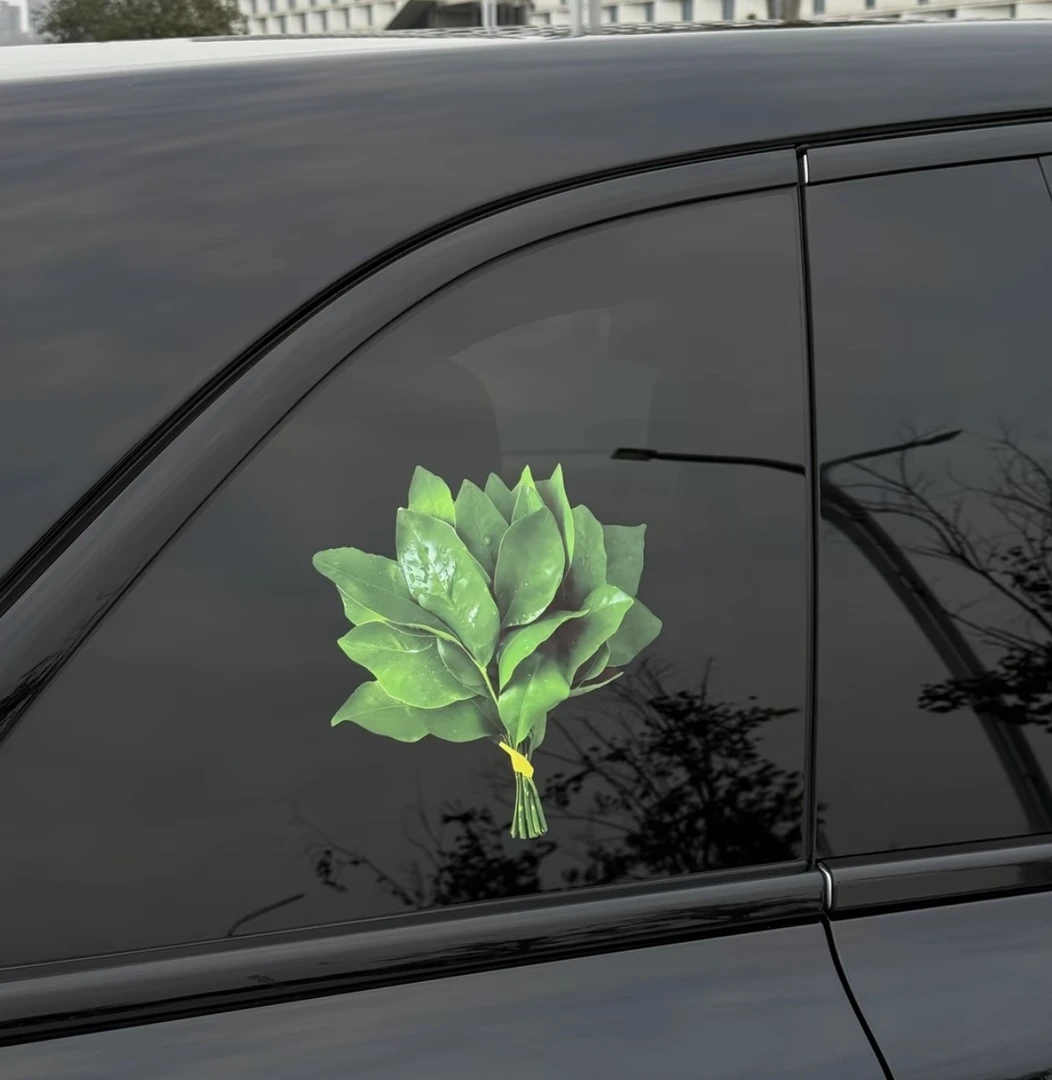 去晦气走好运柚子叶车贴好运碌柚叶汽车车贴车窗装饰贴画