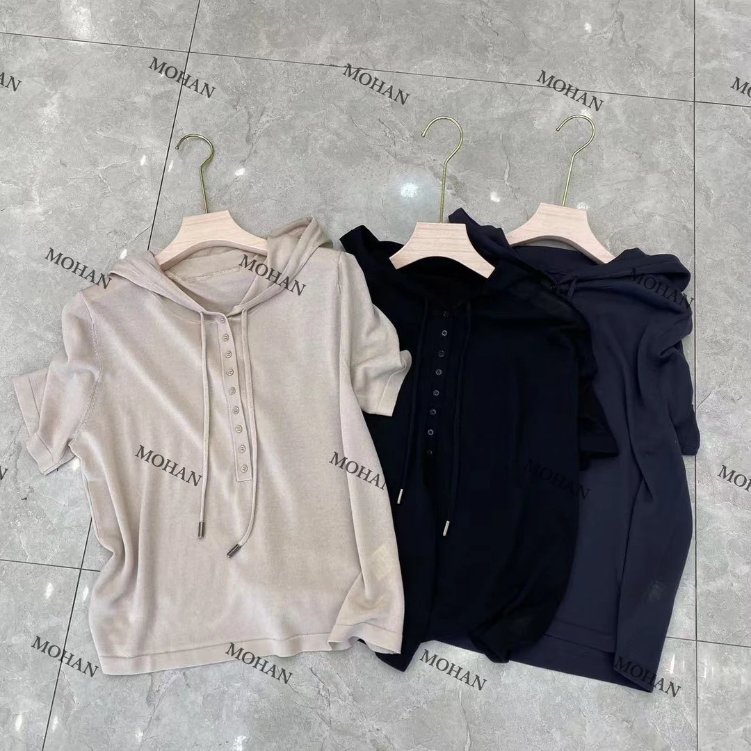 【墨涵精选】新款百搭休闲时尚连帽针织T恤2925