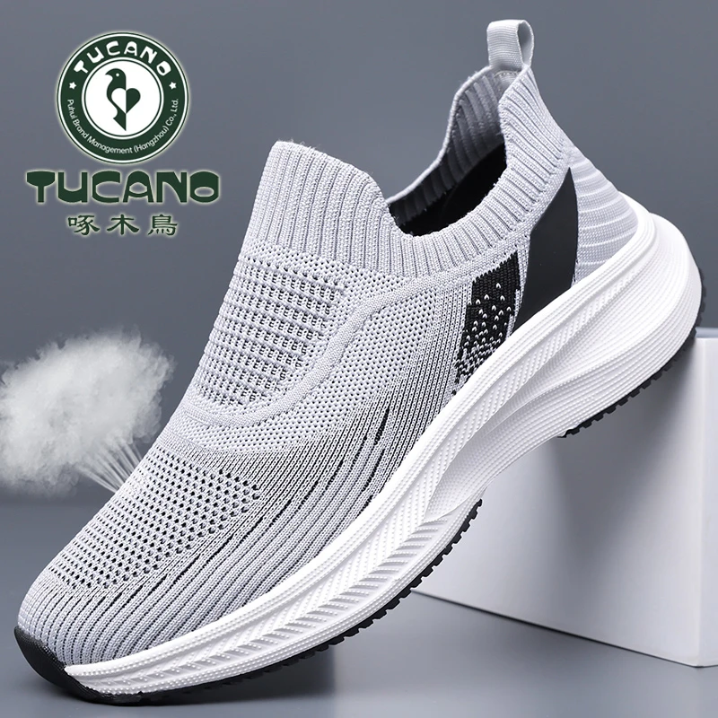 啄木鸟男鞋网面鞋夏季透气套脚防滑中老年爸爸鞋休闲运动跑鞋百搭