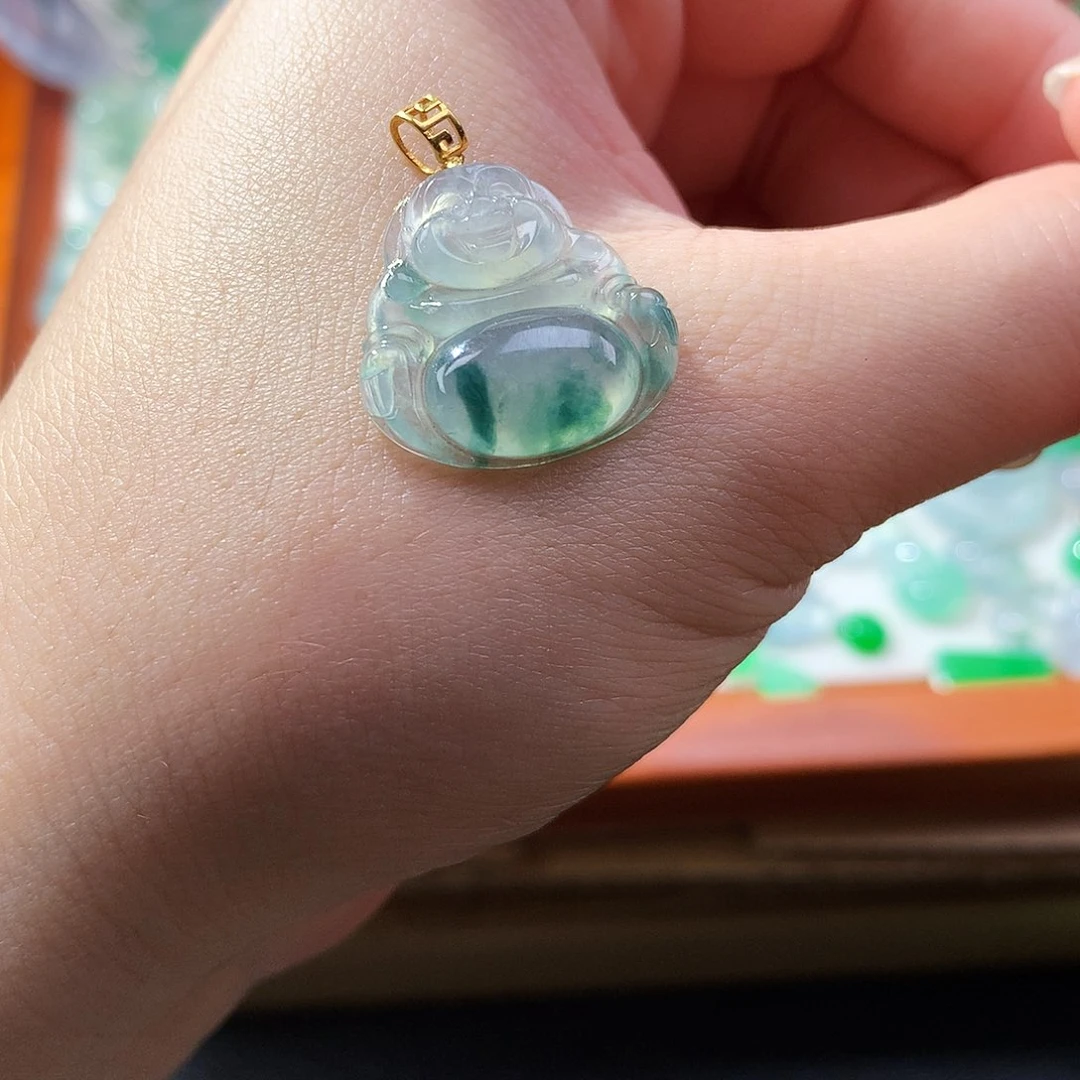 翡翠18K金镶嵌吊坠(不含链)佛公