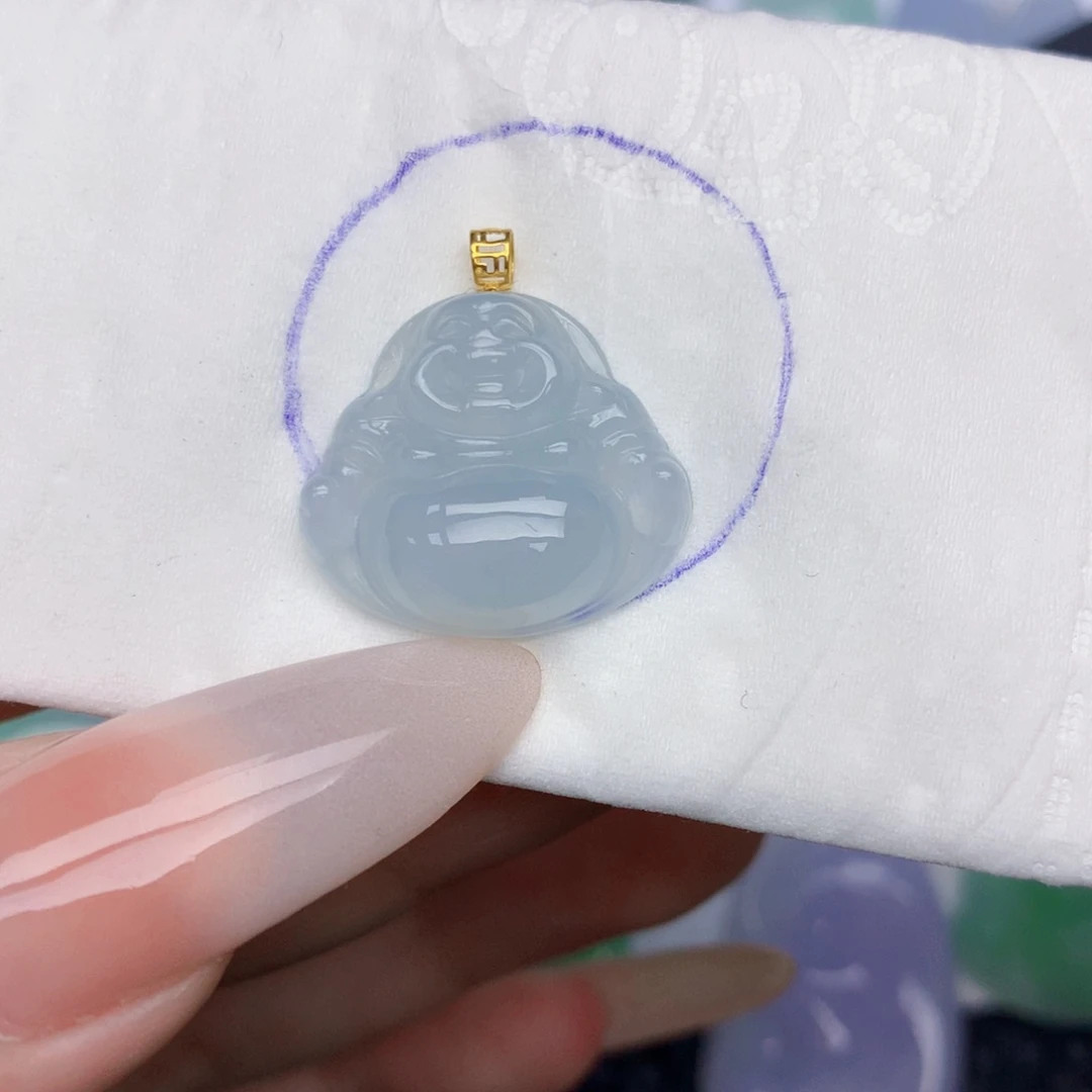 翡翠18K金镶嵌颈饰天然缅甸翡翠a货百元以上9元证书费自理