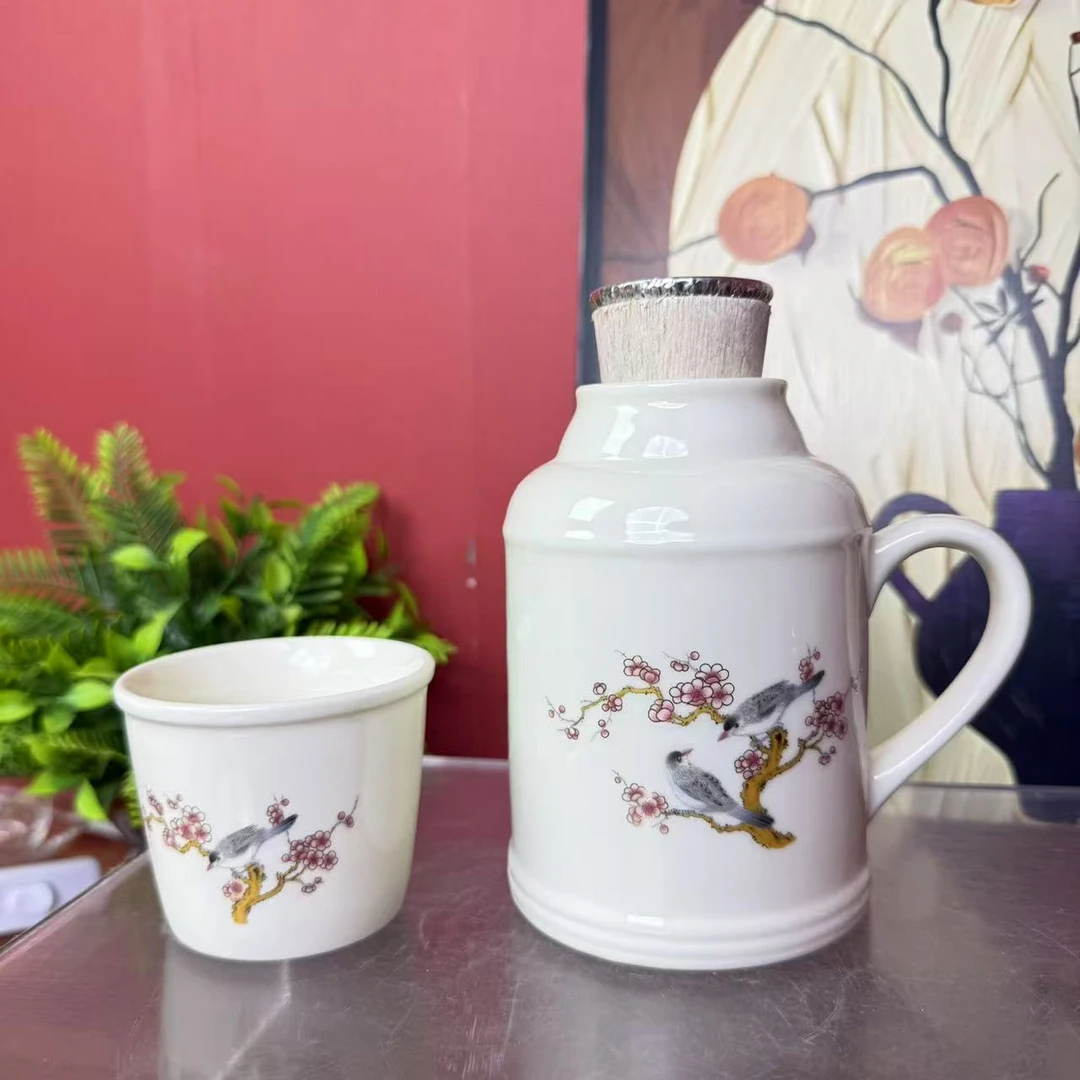 高档手工 白瓷-喜上眉梢保温壶ZHZ222