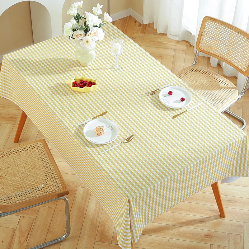 格子简约百搭款长方形桌布餐桌面茶几防水防油防烫免洗台布新款