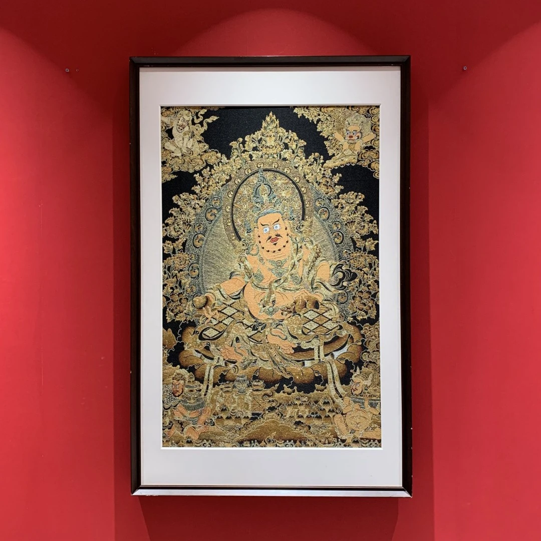 黄财神挂画刺绣挂画办公室茶室挂画刺绣