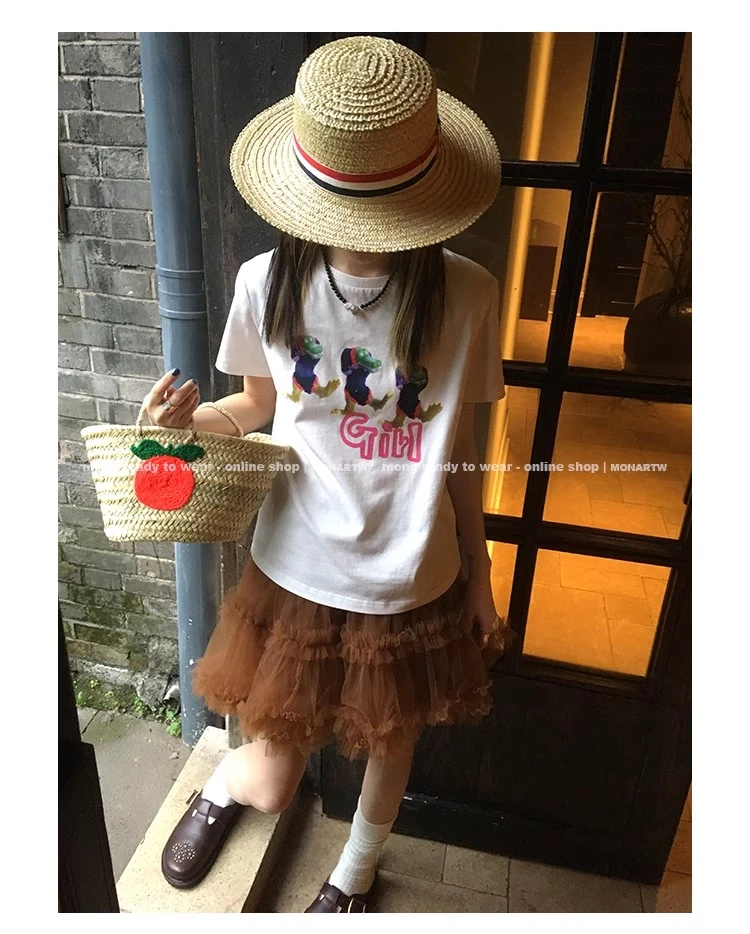 MONA 100棉 可爱设计感小众印花短袖T恤上衣女 2025春夏季新款