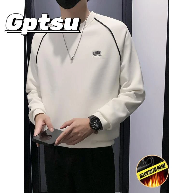 GPTSu圆领套头时尚潮牌耐磨插肩袖卫衣男士春秋新款百搭韩版上衣