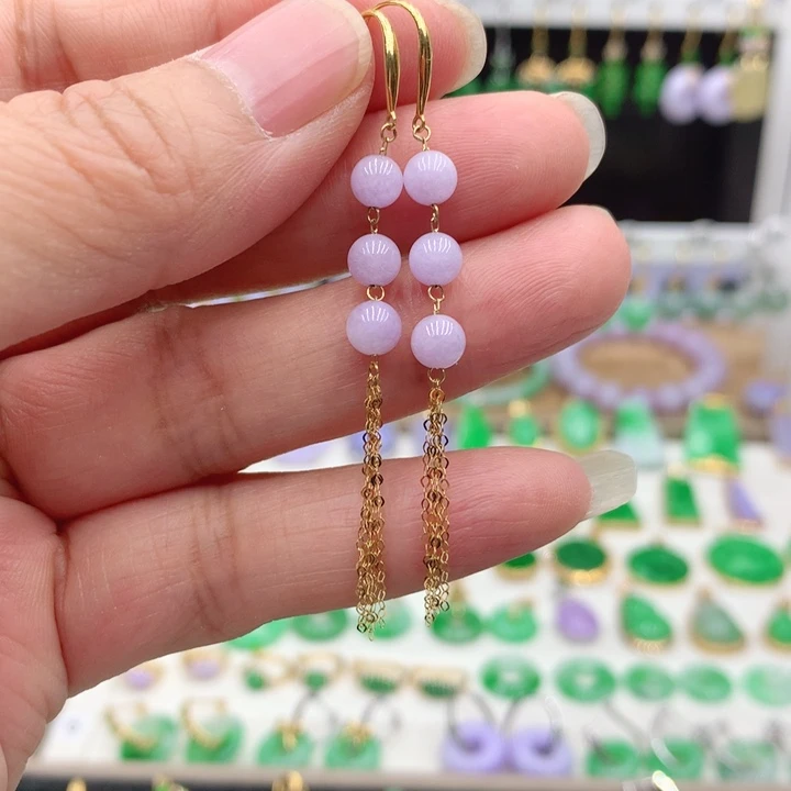 翡翠18K金镶嵌耳饰