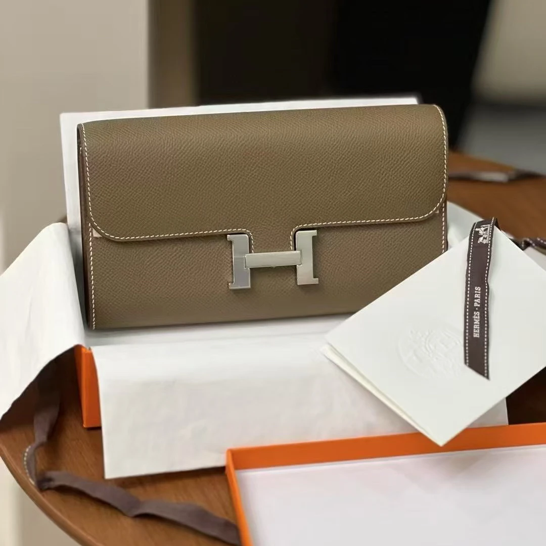 未使用 Hermes/爱马仕 7姐专场/大象灰 银扣康康 togo斜挎包 W刻