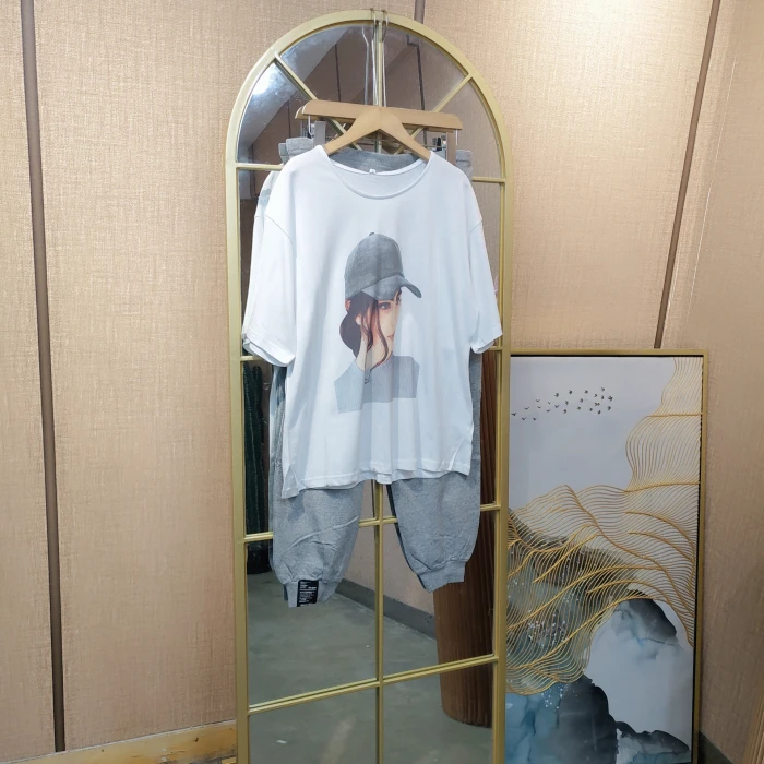 CP48孕妇白色休闲套装M90-120L130XL140