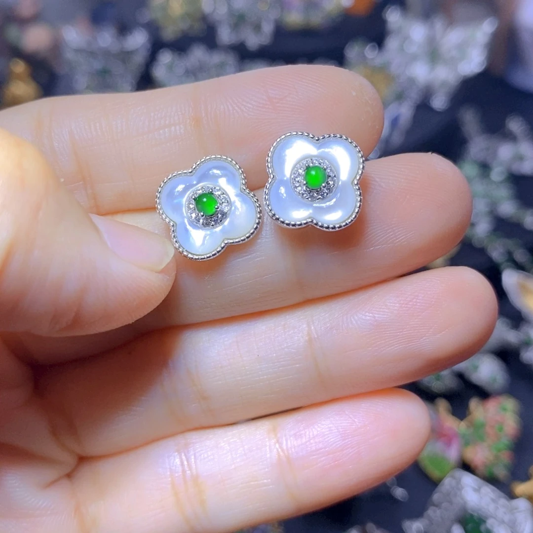 翡翠银S925镶嵌吊坠(不含链)天然翡翠