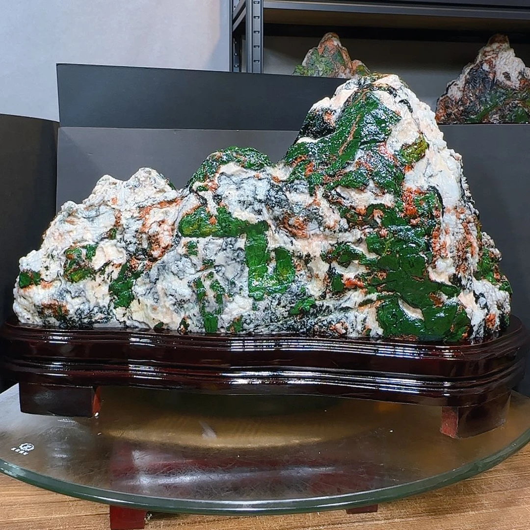 御***来七彩石青海石头摆件
