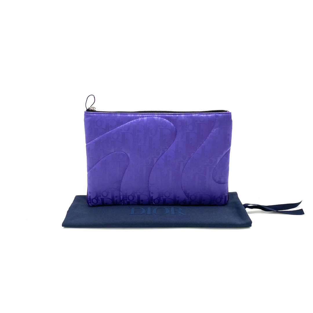 99新 DIOR/迪奥 紫色帆布手拿包 尺寸25/17经典奢侈印花短款