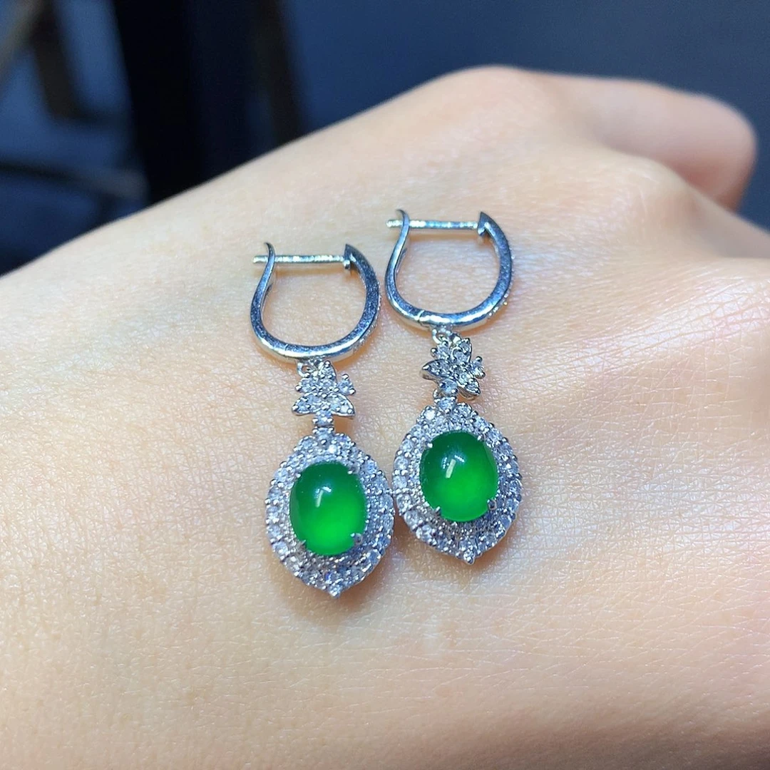 翡翠耳饰18K金镶嵌耳饰