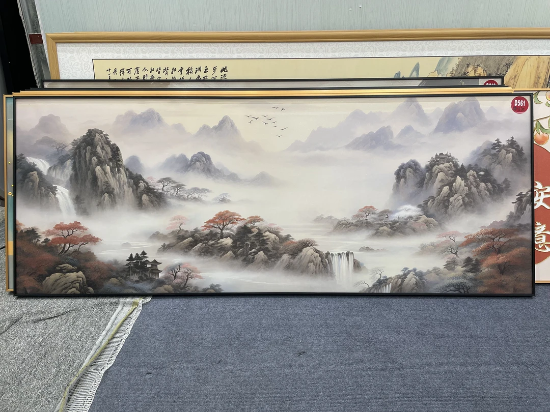 D561新中式180x70cm山水画客厅装饰画沙发背景墙挂画