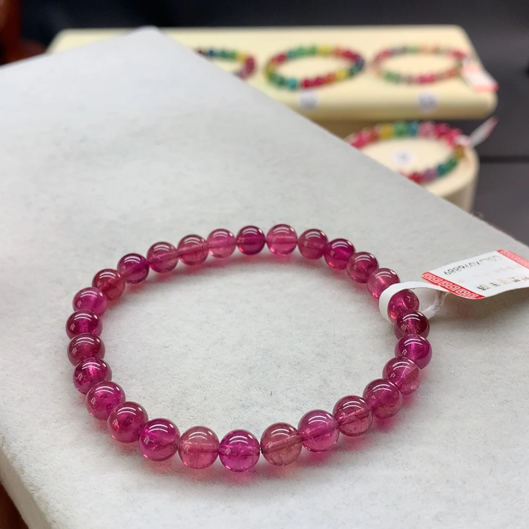 【闪购商品】未镶嵌手链碧玺艳桃红单圈6.6