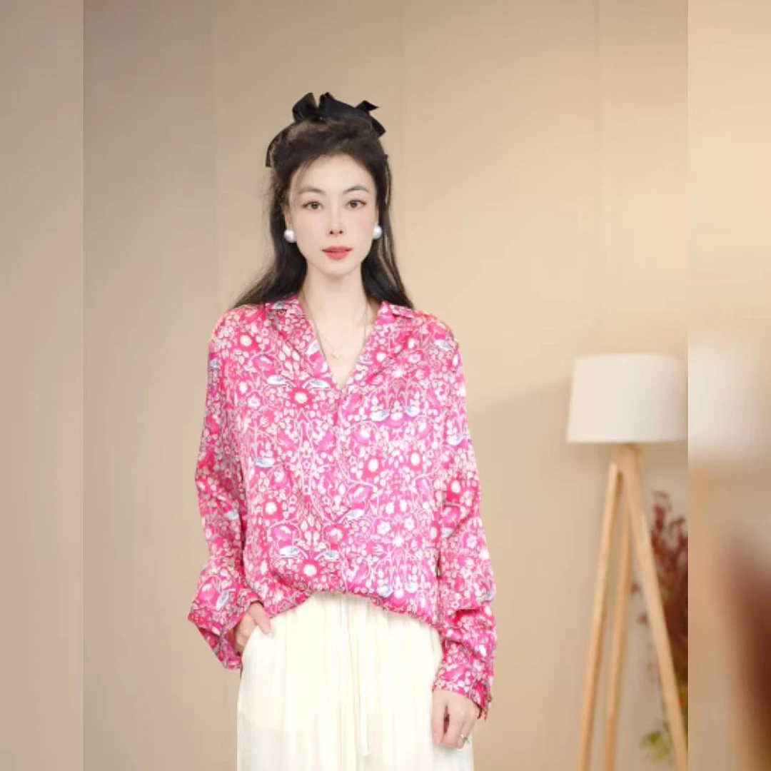【多米拉】00424桑蚕丝衬衫上衣女装气质百搭时尚衬衣法式