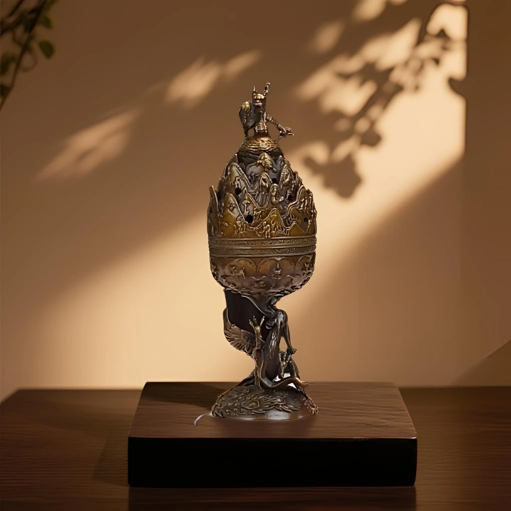 李迎春手工非遗铜香炉 龙凤博山熏炉 苏工纯铜精炼失蜡铸造