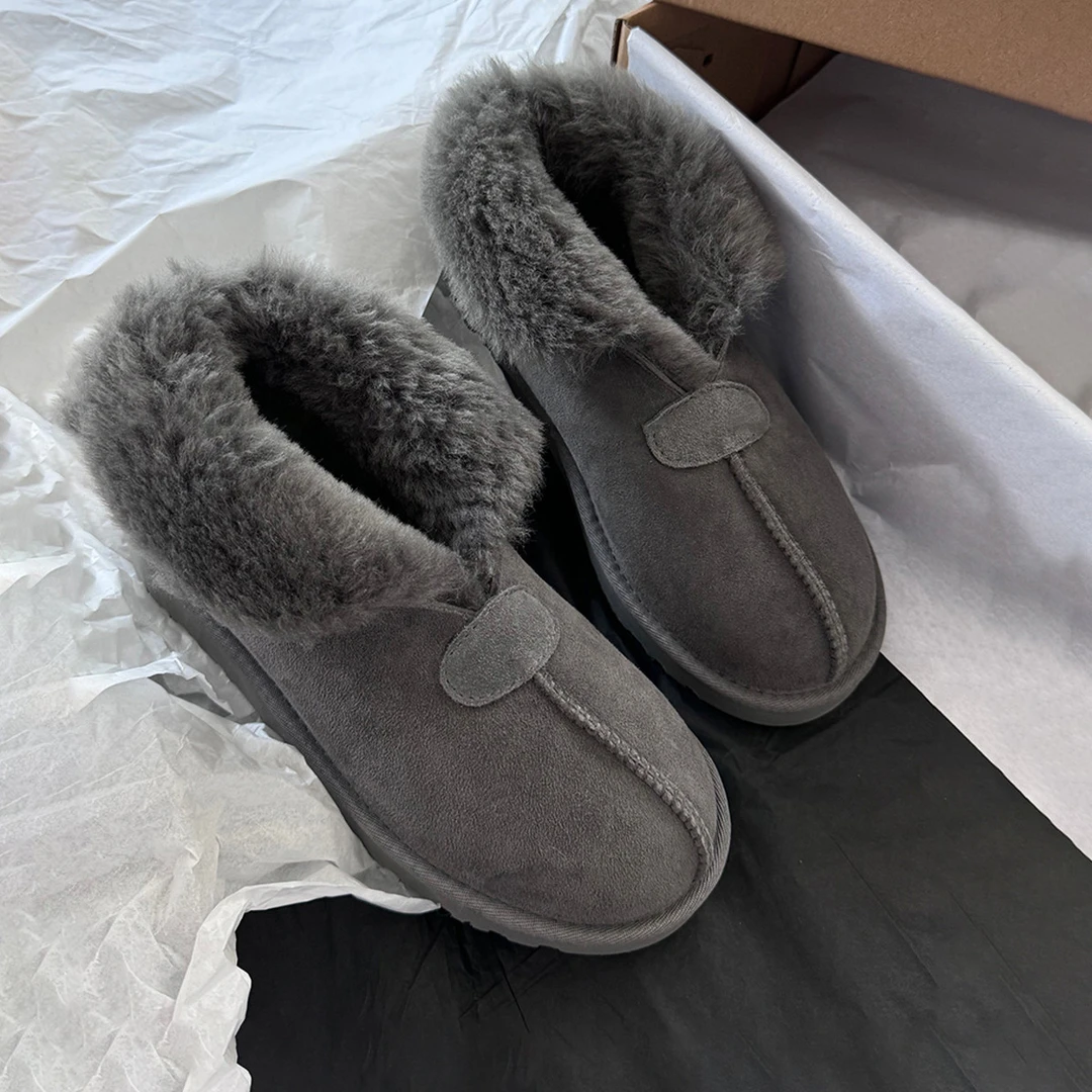 【旗舰新品】牛皮版~时尚雪地靴女厚底加绒加厚毛毛鞋羊皮毛一体