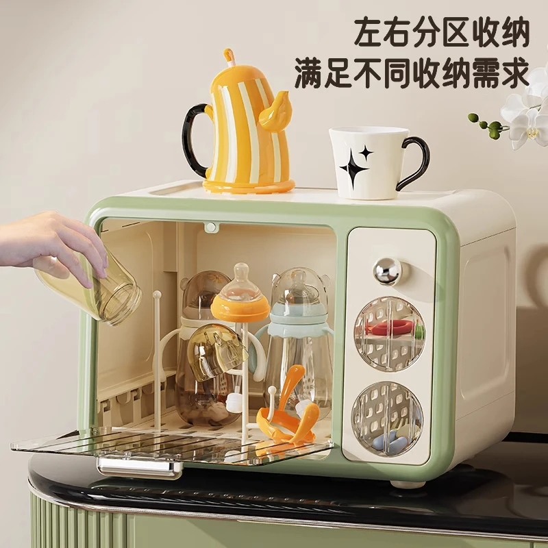 俏洁宝宝奶瓶收纳盒婴儿辅食工具家用收纳柜防尘沥水柜放碗筷盒子