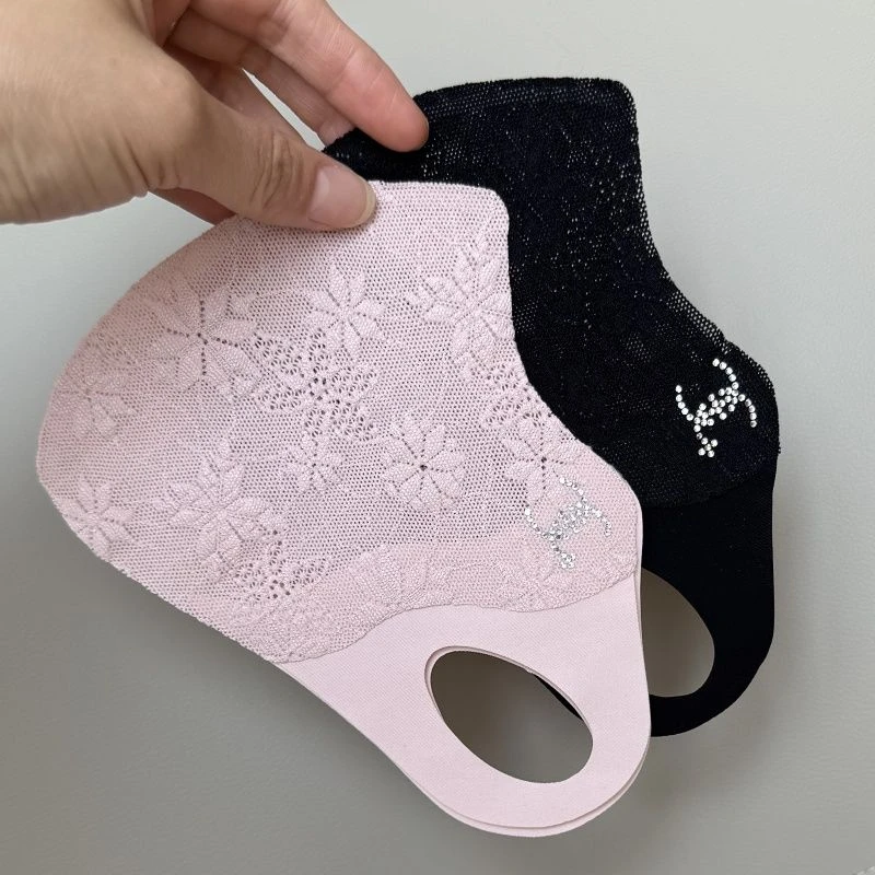 防晒口罩蕾丝点钻女士护眼角立体高颜值薄款透气防尘加大面罩夏季