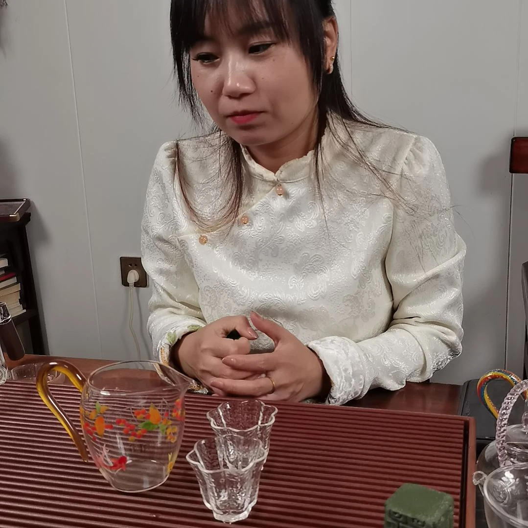 高硼硅玻璃手柄款鲤跃楠瑞公杯配两支小杯