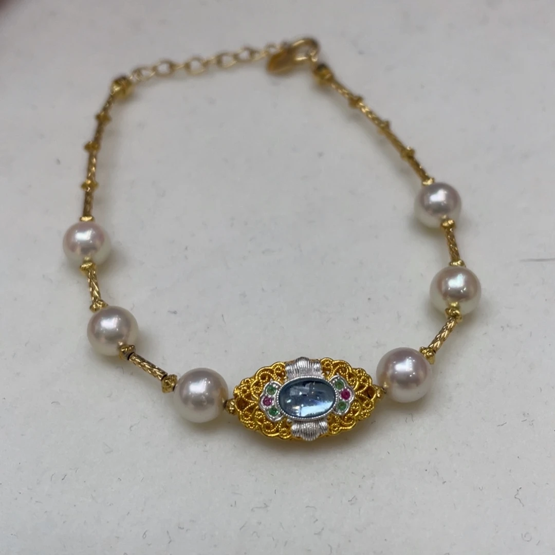 海水珍珠手绳银S925镶嵌