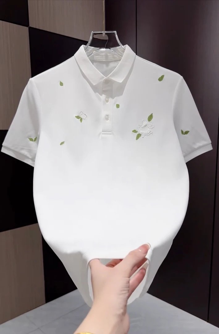 夏季潮流新款印花 POLO衫休闲卡通百搭透气翻领短袖男修身上衣