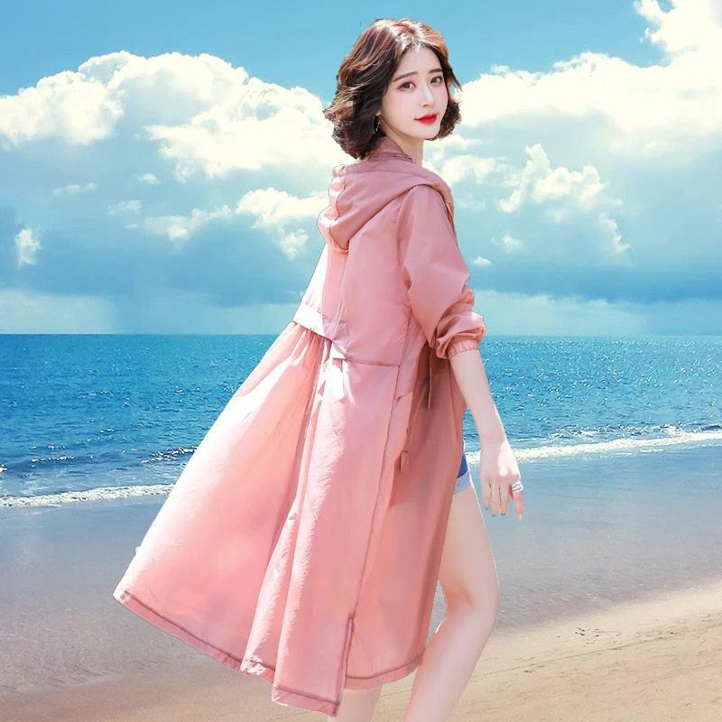 防晒衣风衣外套女夏季中长款2025新款海边旅游薄款透气防晒服罩衫