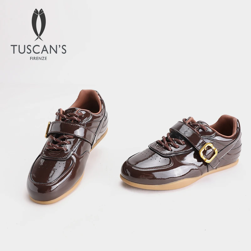 TUSCAN'S新款流光风德训鞋时尚休闲女鞋亮面内增高时代双鱼