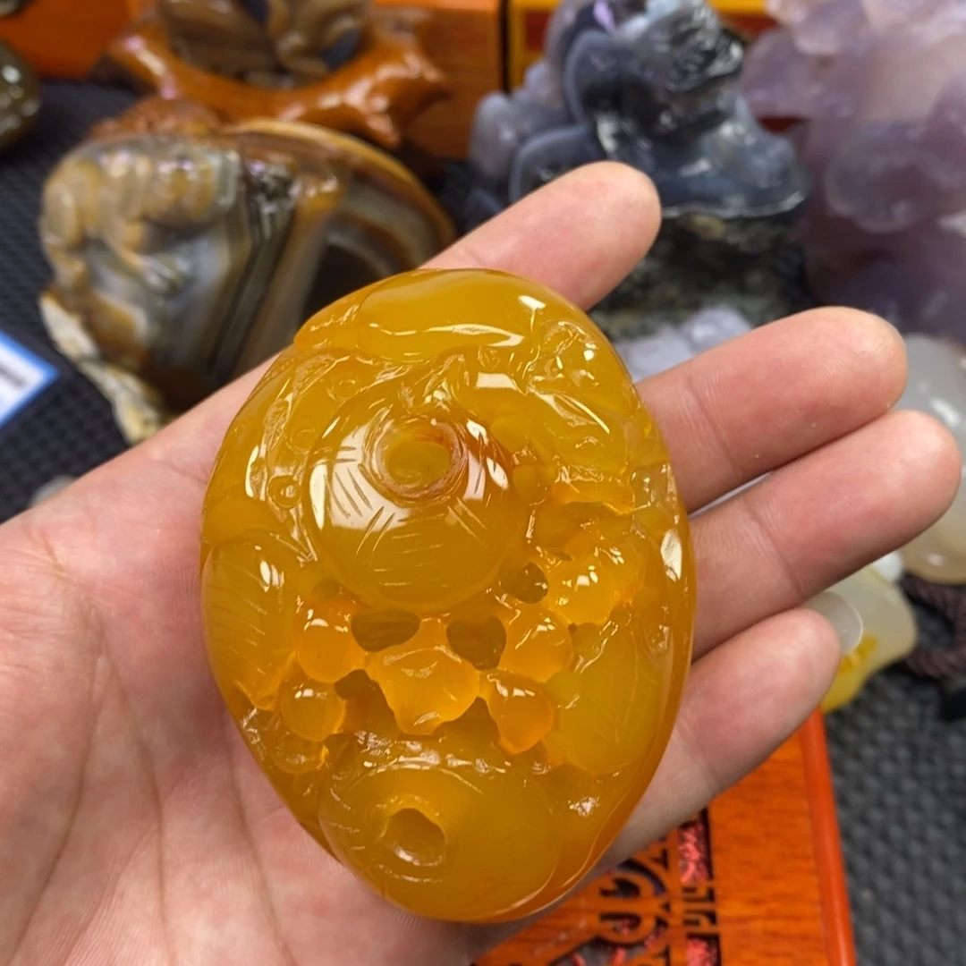 玛瑙/玉髓手把件未镶嵌用****0