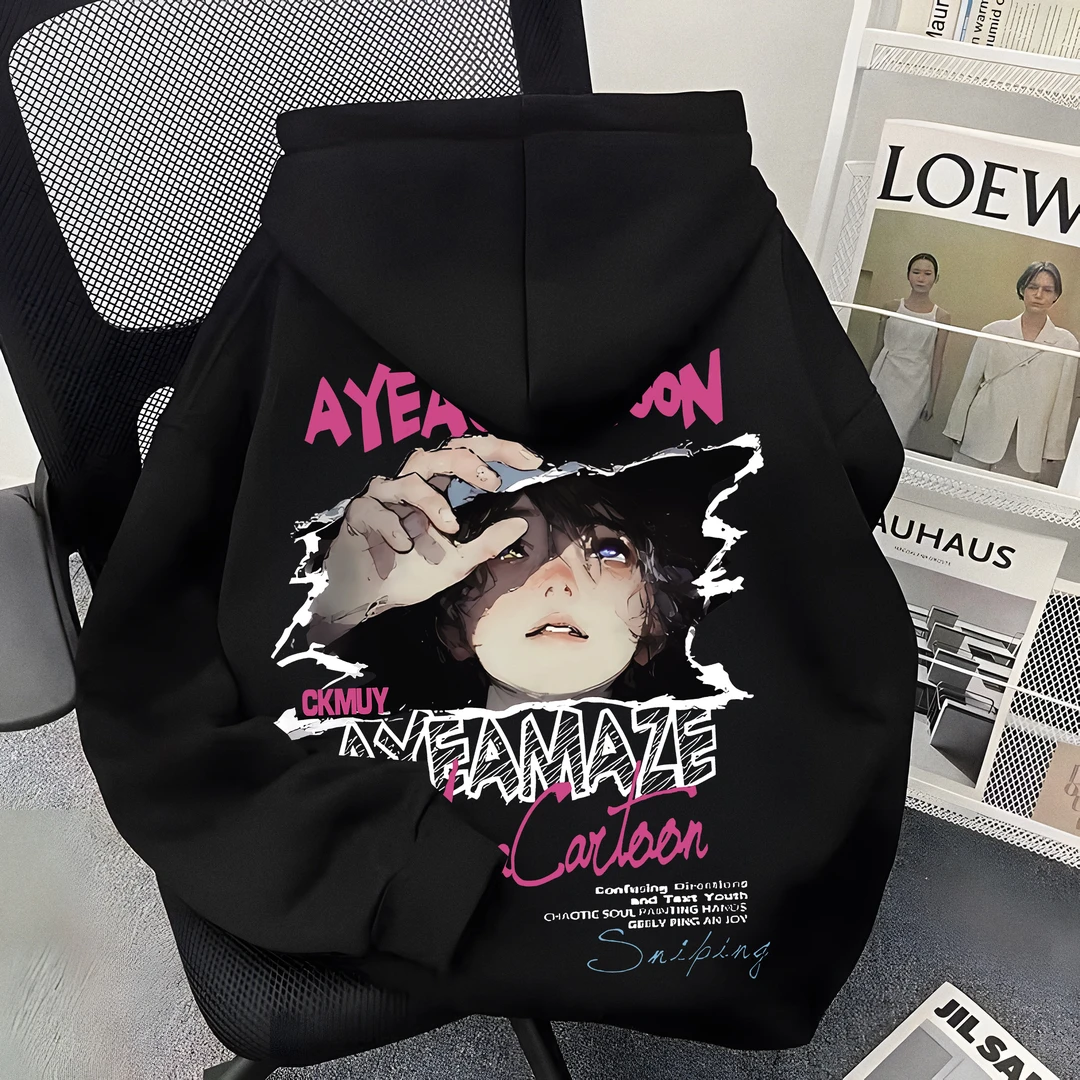 重磅500克加绒加厚连帽卫衣宽松双层帽日系潮酷女孩秋冬推荐男装R