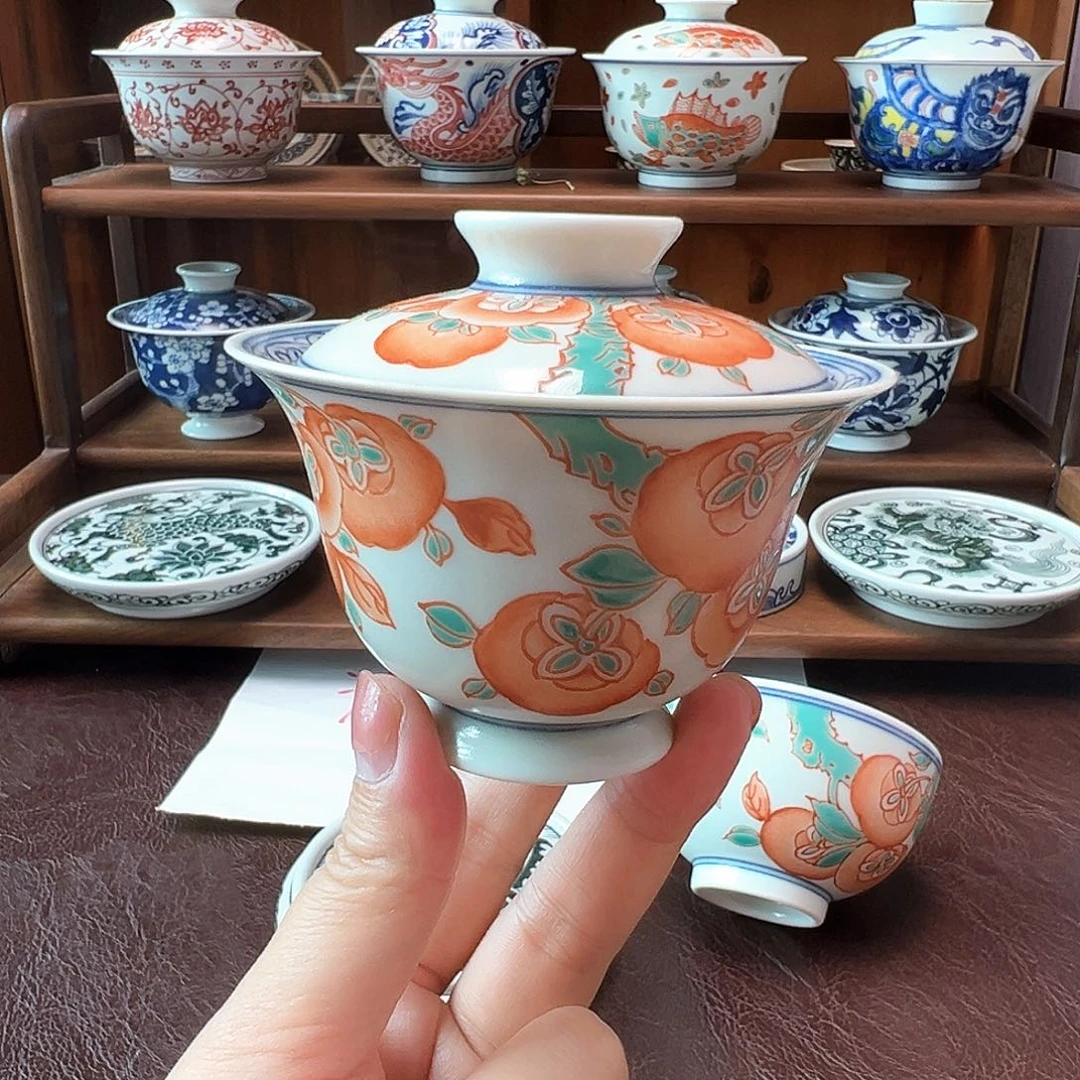 盖碗景德镇 红绿彩福利价