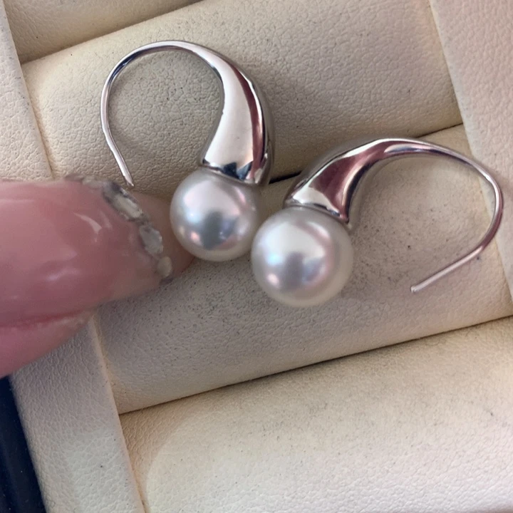 银S925镶嵌耳饰海水珍珠