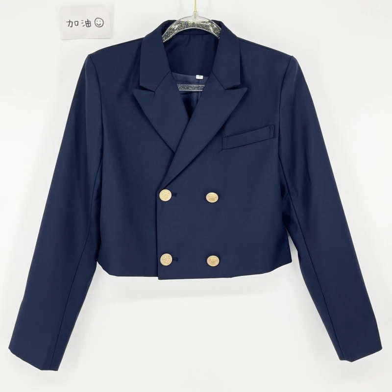 时尚原创JK日系学院风女学生制服短款双排扣西服气质学生装修身