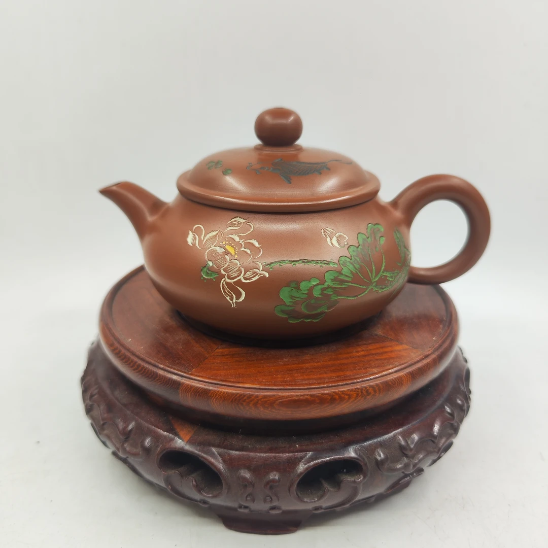 约170毫升左右大宽口明炉壶彩绘 泡茶壶纯手工