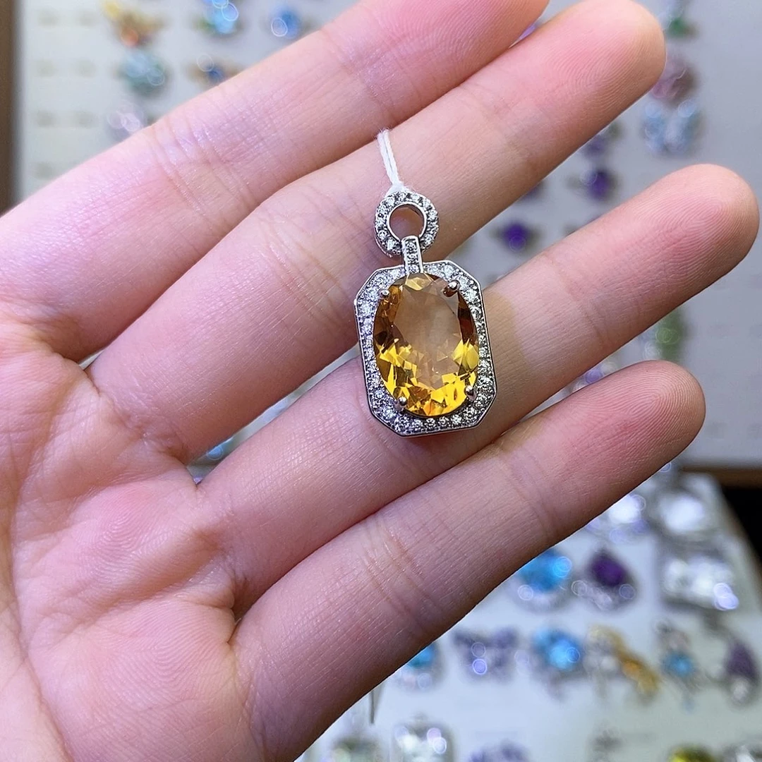 吊坠(不含链)银S925镶嵌黄晶（一物一证）