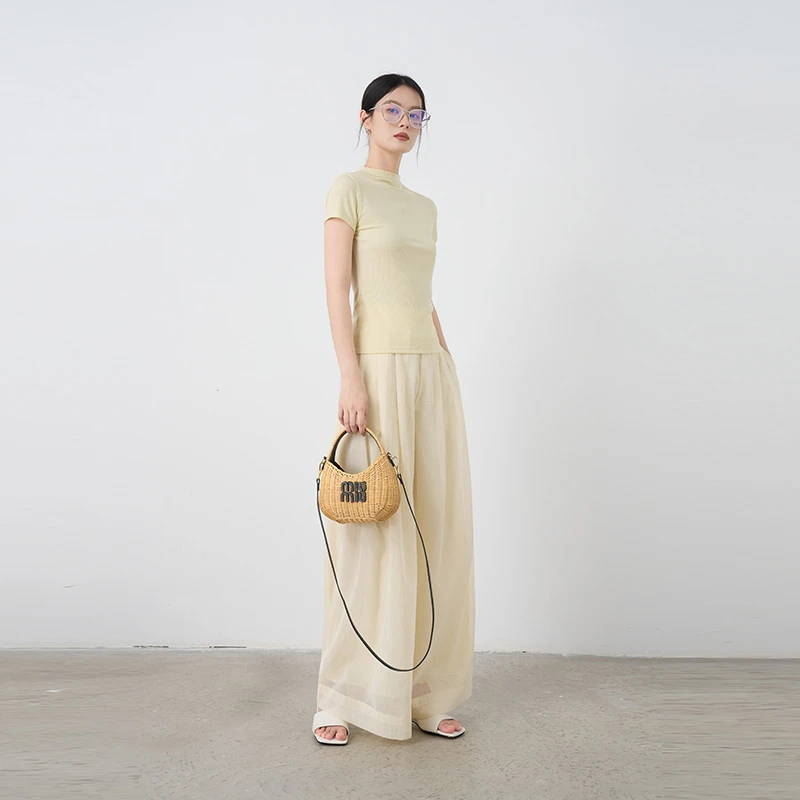 Moprobably李予诺「柔雾裙裤」小众微透纱百搭直筒休闲裤L5263039