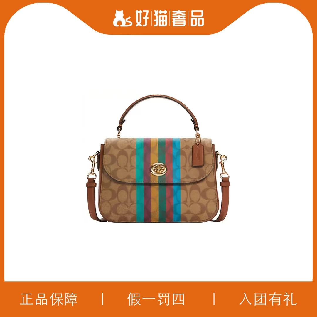 95新 COACH/蔻驰 蔻驰彩虹印花邮差包/W5162/24X17X7