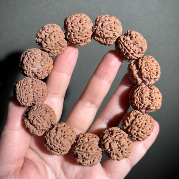 精品尼泊尔满肉粗筋方墩梅花双龙大金刚菩提手串单圈