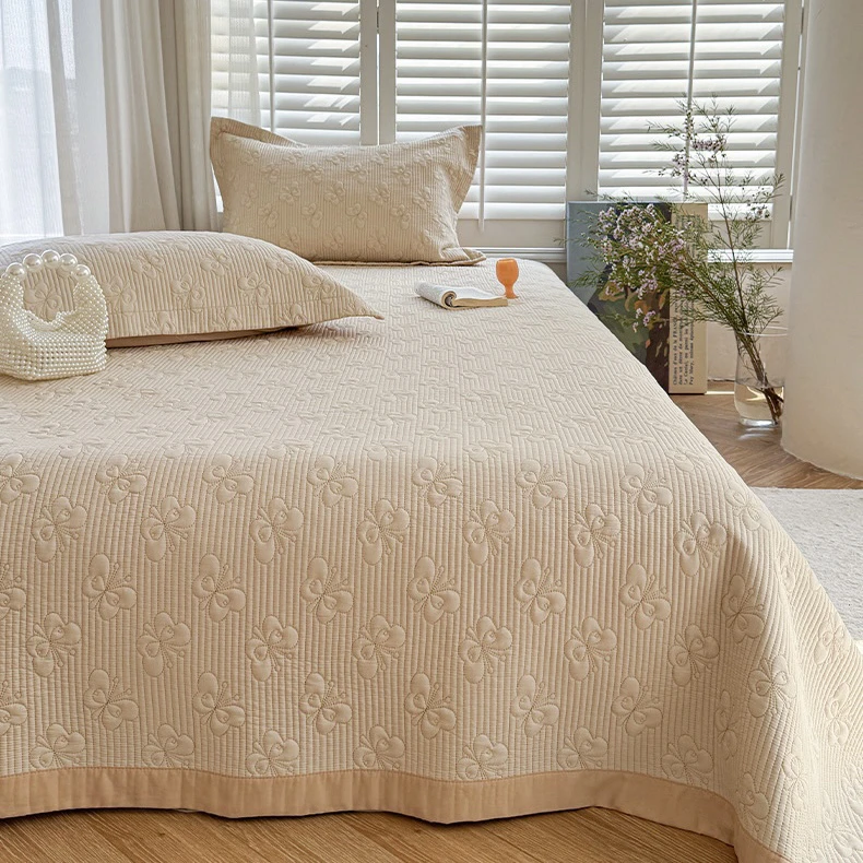 双面莱赛尔天丝蝴蝶床盖夏季绗缝凉被夹棉床单凉感软凉席可铺可盖