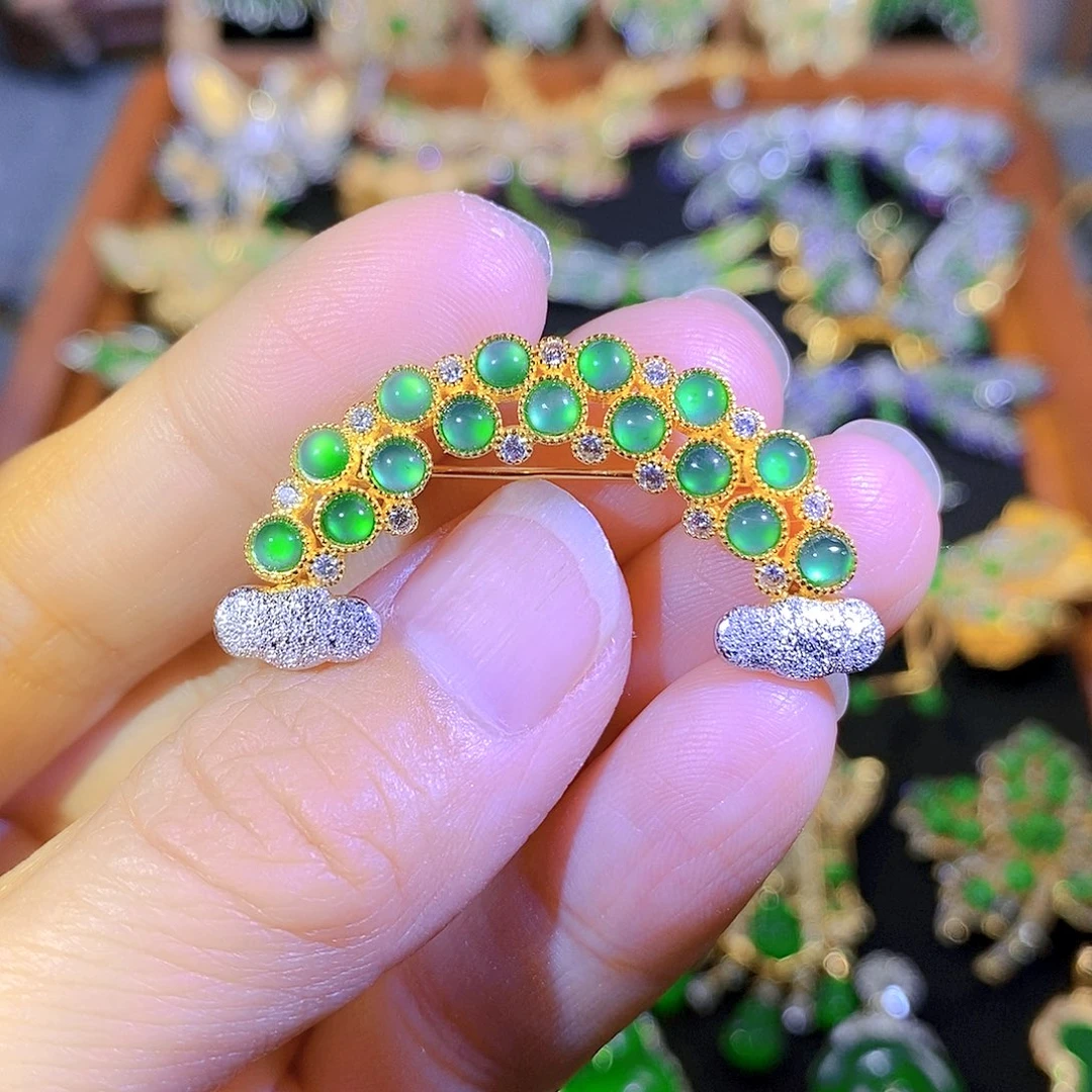 吊坠(不含链)银S925镶嵌翡翠